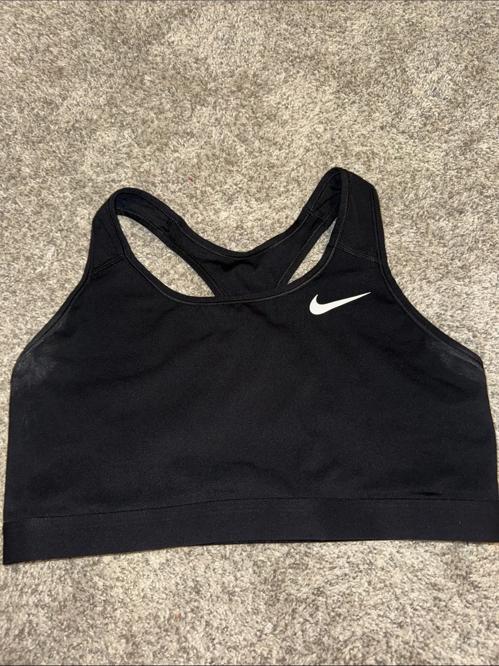 Nike Black Racerback Sports Bra with White Swoosh